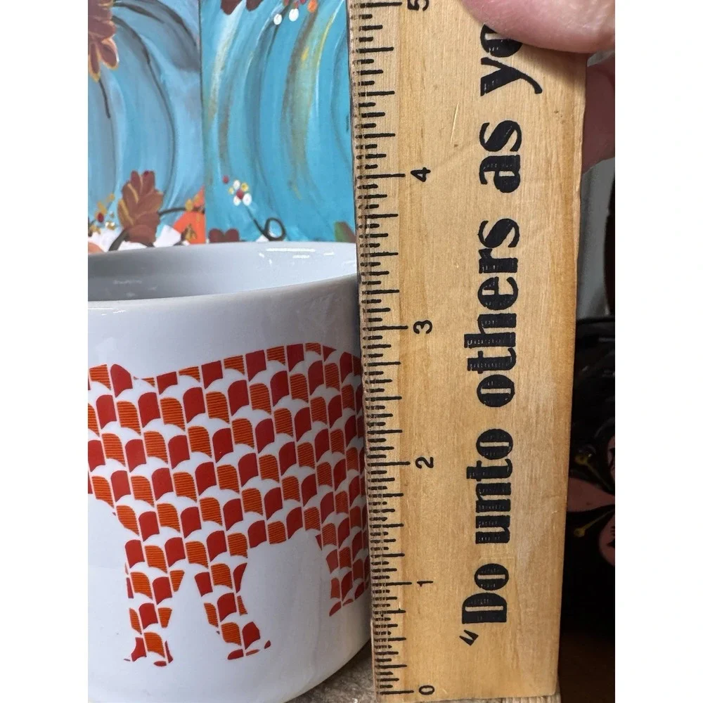 Room Essentials ELEPHANT Red Orange 2 Coffee Mugs Cups Ceramic RE TARGET 12oz.